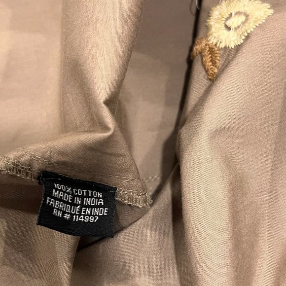 Tolani Women's Embroidered 'Gem Shorts', Zip Tie Waist, Pockets, Cotton, Tan, L - Picture 5 of 7